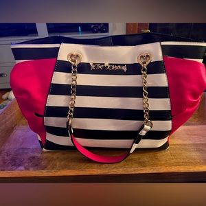 Hotty Pocket Bow Tote Bag Stripes